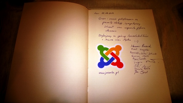 Our Joomla! Footprint in the Visitors' Book in restaurant DUKAT