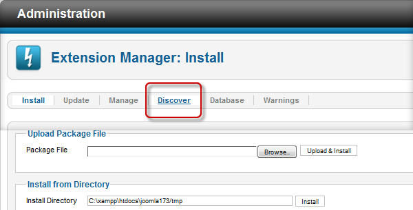 Choose Discover tab in Extension Manager
