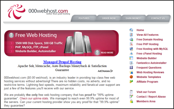 Free web hosting services | 000webhost's screenshot