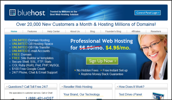 Premium web hosting provider | Bluehost's screenshot