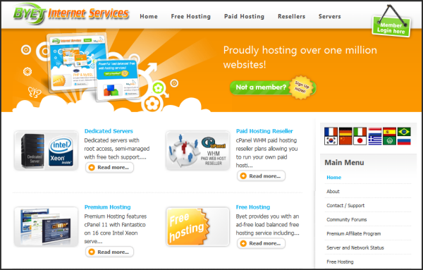 Free web hosting services | Byethost's Screenshot