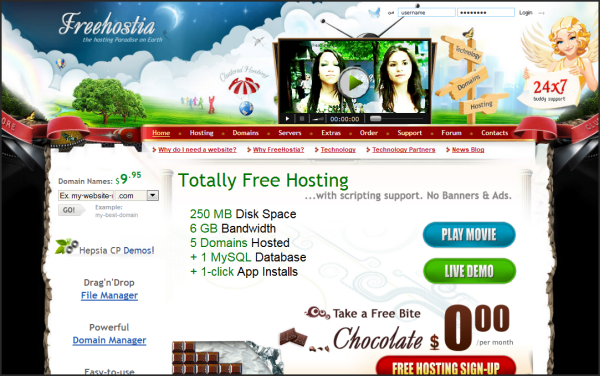 Free web hosting services | Freehostia's screenshot