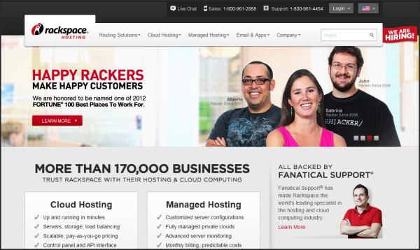 Premium web hosting provider | Rackspace's screenshot