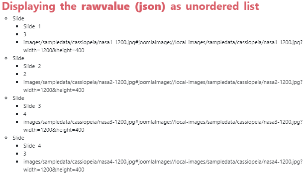 Rawvalue of the Custom Field as unordered list