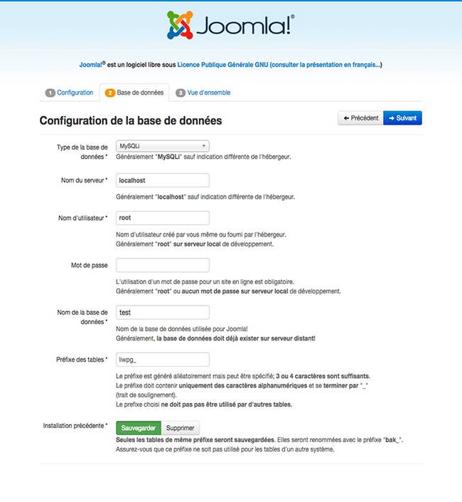 configuration serveur joomla