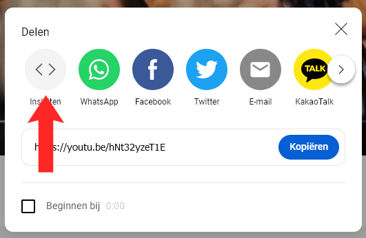 Embed button for YouTube