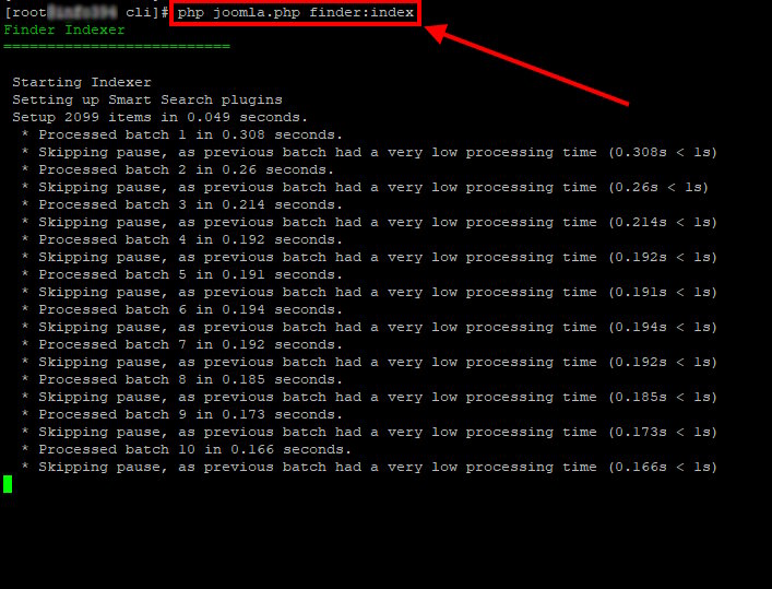 Indexing by smart search in Joomla 5 via the CLI