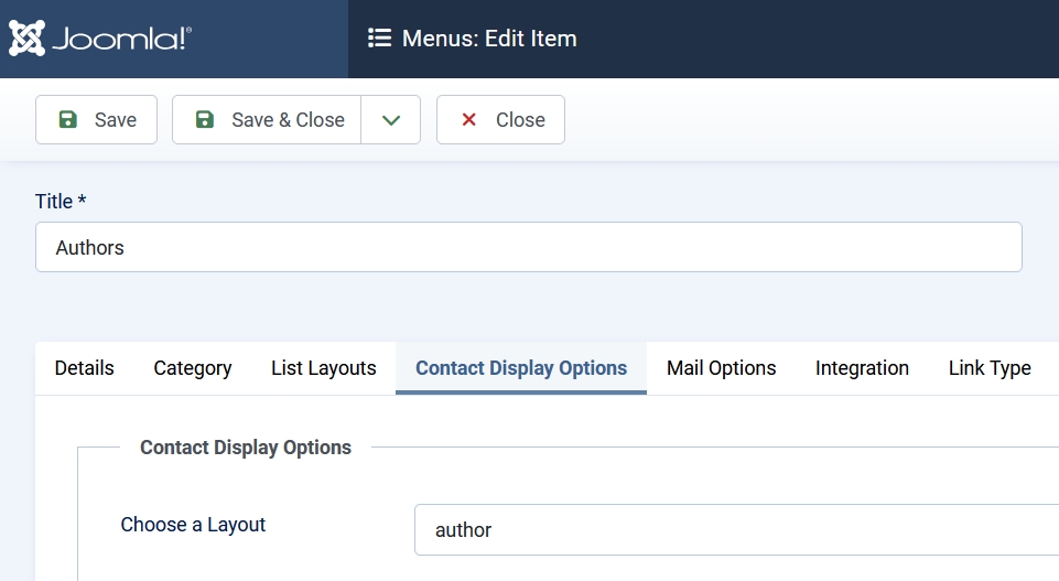 Layout option in menu item