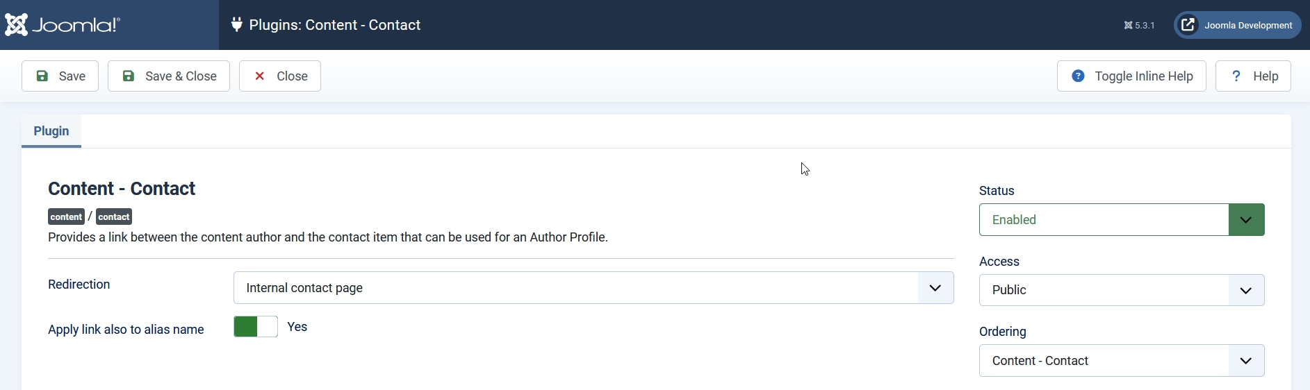 Screenshot from Conten - Contact plugin