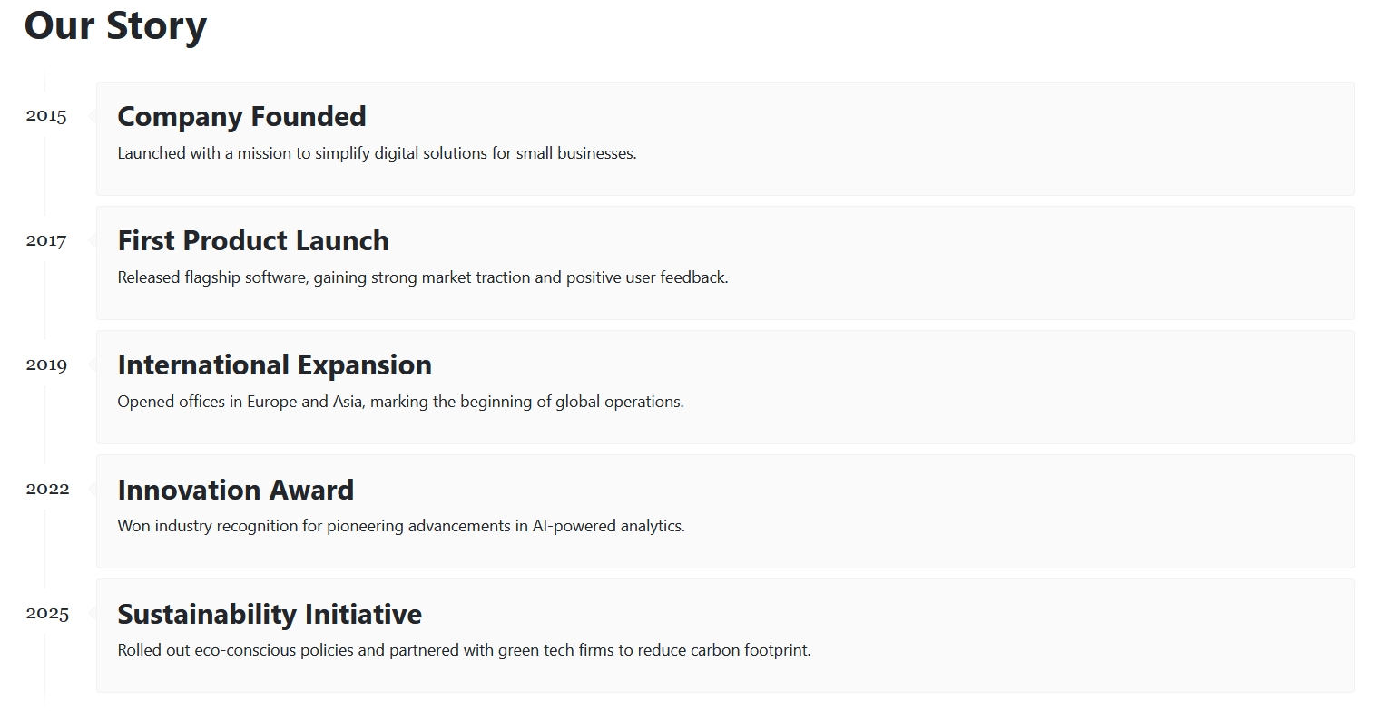 Timeline with years as markers
