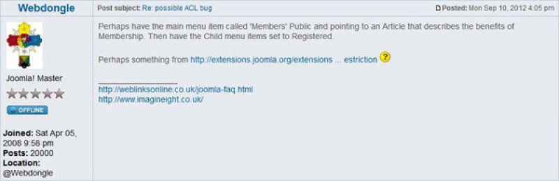 Joomla Forum User Webdongle reaches 20,000 Posts