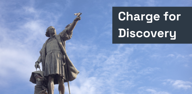 zdjęcie posągu Krzysztofa Kolumba wskazującego na słowa