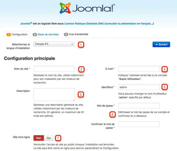 configuration Joomla
