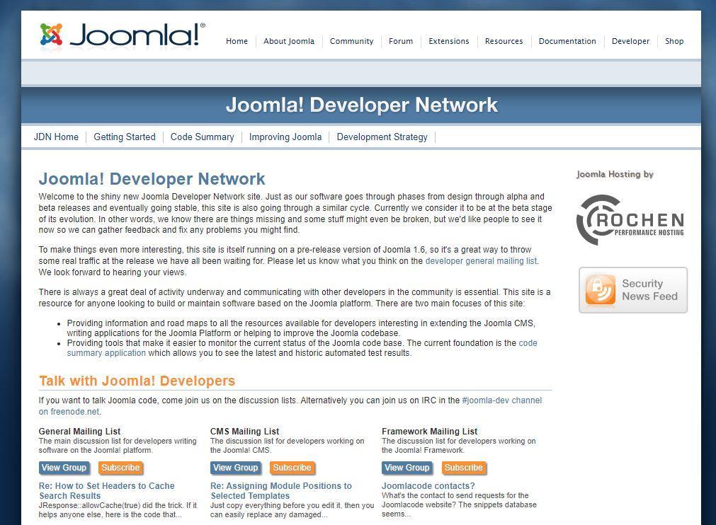 joomla developer network earliest