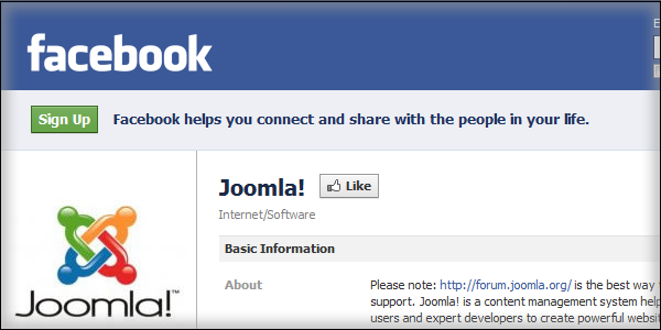 Joomla on Facebook