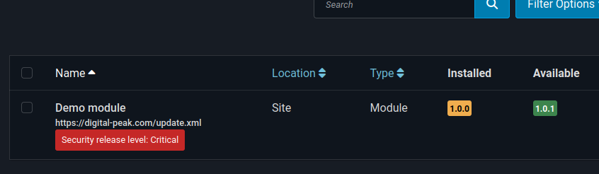Security update in update manager