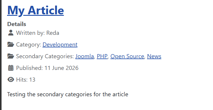 secondary category view in the frontend