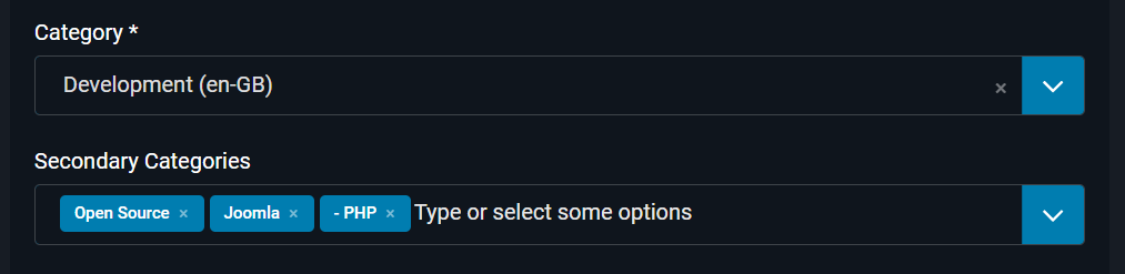 secondary category field