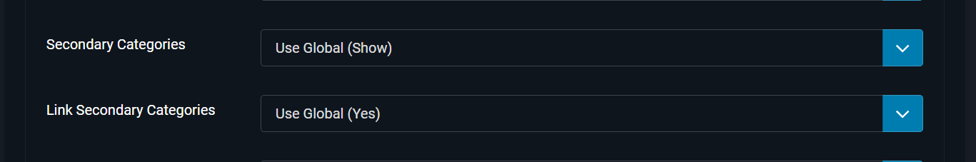 the controller field to show secondary categories and whether to make them clickable links