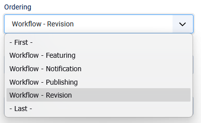 screenshot of dropdown inside a workflow plugin to set the order.